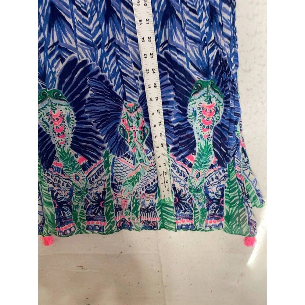 Lilly Pulitzer women's Snake palm riley loop scarf pink tassel 100% Cotton